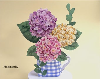 G14-3D Pop-Up Greeting Card:Hydrangeas in Vase |Floral Design |Perfect for Birthdays, Mother&#39;s day, Anniversaries, Valentine&#39;s day and More!