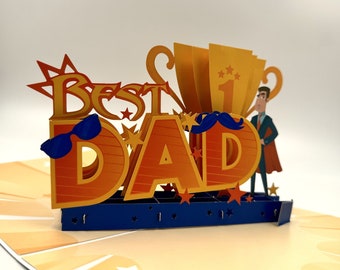 E03-3D pop up card for Best Dad | Father's day, Birthday, Thank you