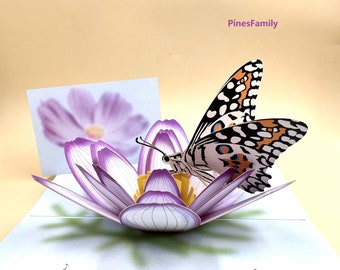 A01-3D Pop Up Butterfly Greeting Card | Painted Lady | Ship Immediately Within US