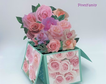 G06-3D Pop Up Flower Box Greeting Card for flower lovers! | Birthday, Mother&#39;s day, Valentine&#39;s, All Occasions