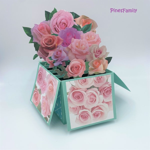 G06-3D Pop Up Flower Box Greeting Card for flower lovers! | Birthday, Mother's day, Valentine's, All Occasions