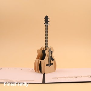J04-3D Pop-Up Card: Guitar and Music! Perfect Gift for Music Lovers and Guitar Enthusiasts