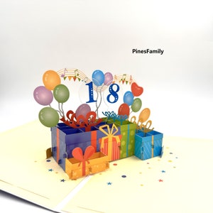 F07-Personalized Pop-Up Greeting Card with Gift Box and Balloons - 1-4 Number of your choice | Birthday, Anniversary, Wedding