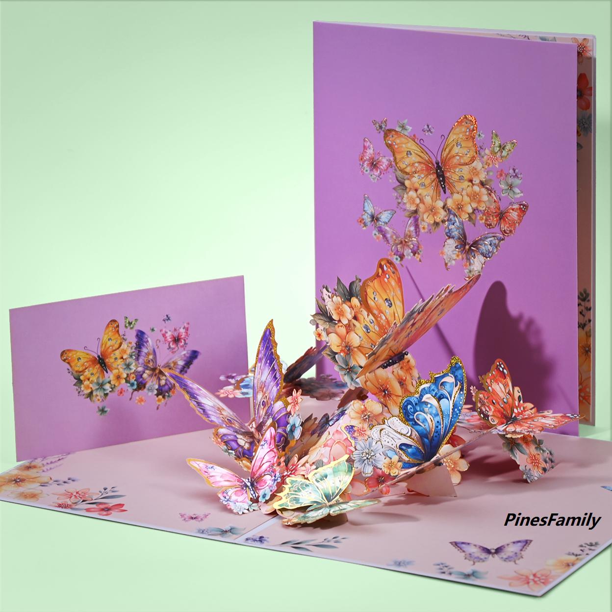 A17-3D Pop up Butterfly Greeting Card - Elegant and Unique Birthday or ...