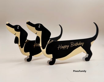 C08-Cute Pop Up Dog Theme Greeting Card (Perfect for Dog lovers)-Dachshund
