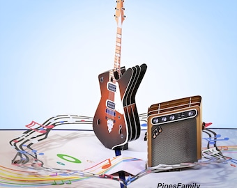 3D Pop-Up Guitar Card: Gift for Music Lovers