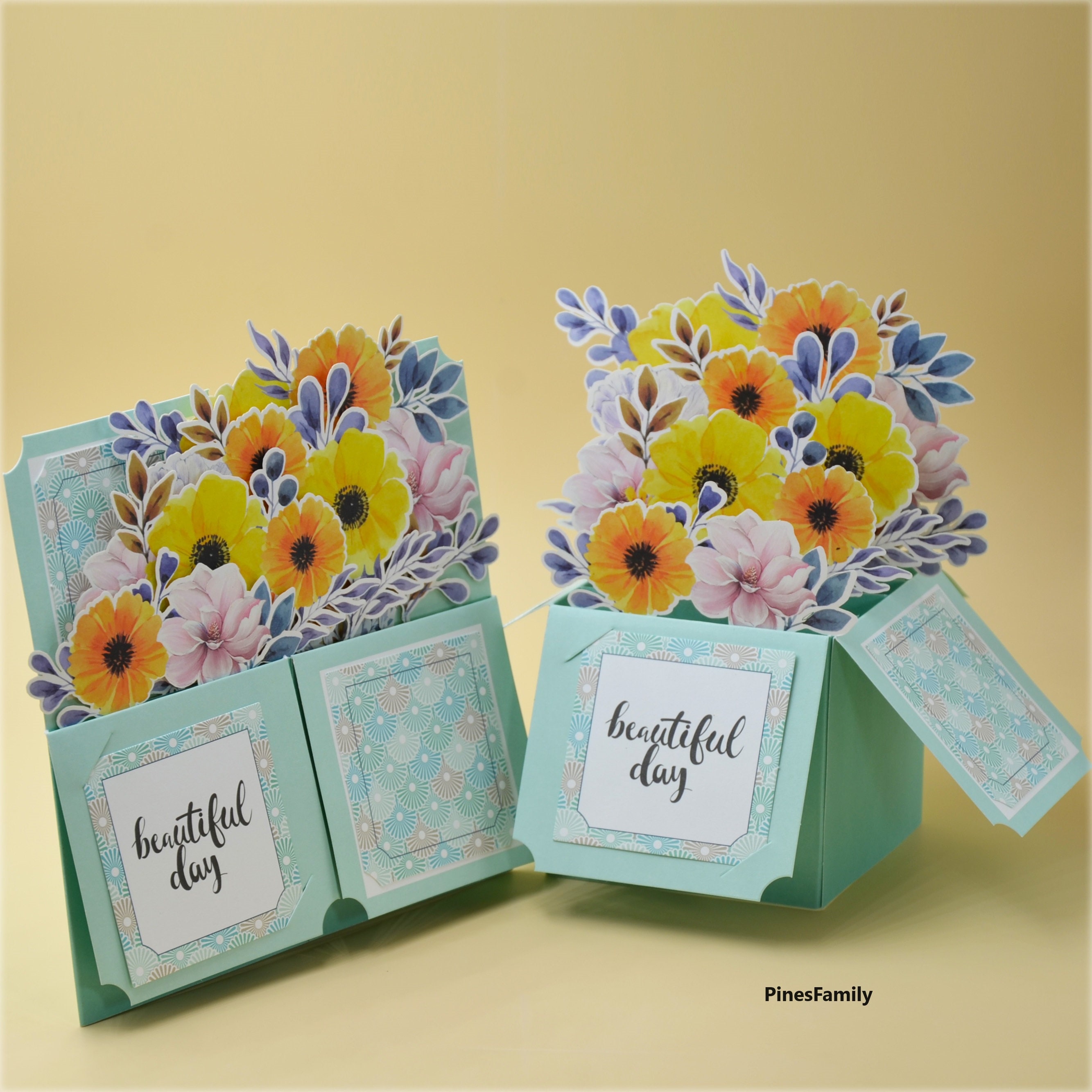 G02-3D Pop up Flower Box Greeting Card - Floral Surprise Card - Etsy