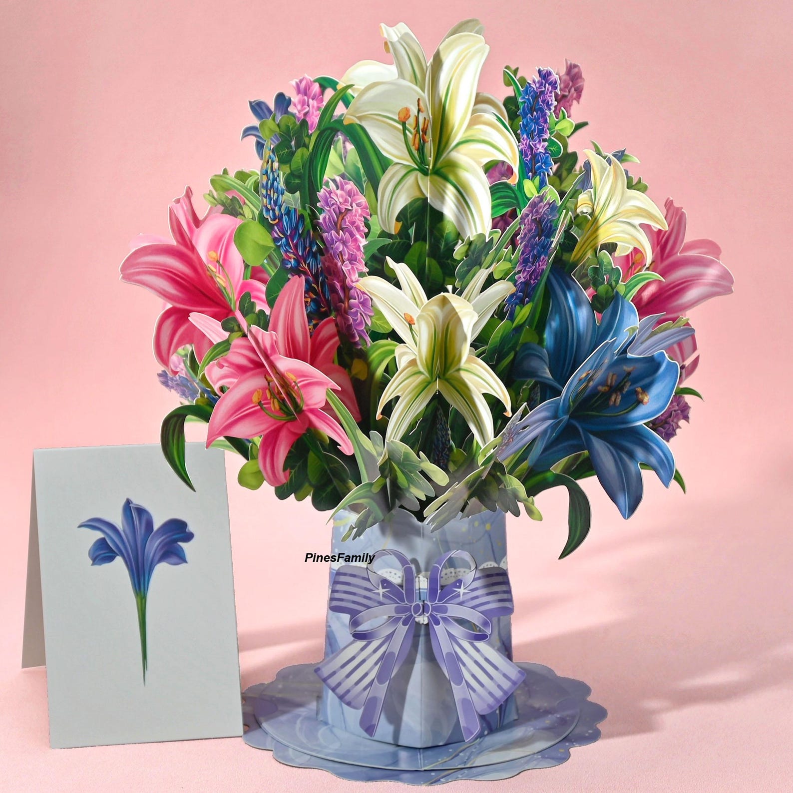 3D Pop up Lily Bouquet Card, Pop up Flower Card, Birthday Flower Card ...