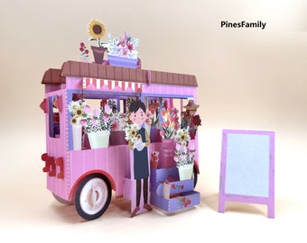 3D Pop Up Flower Cart Greeting Card for flower lovers! |  All Occasions