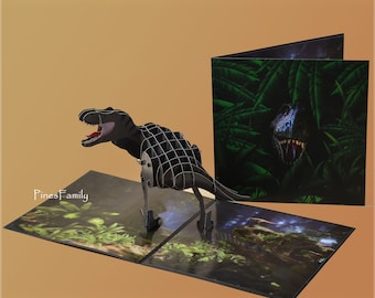 C06-Roar-Some 3D Pop-Up T-Rex Dinosaur Card - Perfect for Dino Enthusiasts!