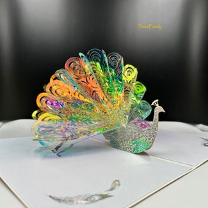 C01-Beautiful Crystal Peacock Pop-Up Greeting Card for Any Special Occasion | Weddings, Birthday, Anniversary, Mother, Love