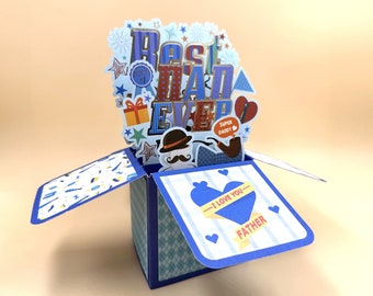 E04-3D pop up card for Best Dad Father's day, Birthday, Thank you