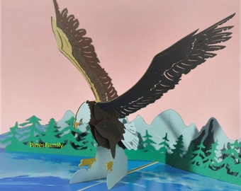 C16-American Eagle Patriotic Greeting Pop Up Card