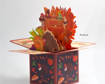 T10-3D pop up card for Thanksgiving-Turkey and pumpin
