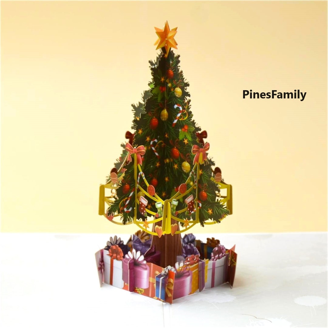 3D Christmas Tree Pop up Greeting Card - Handcrafted Holiday Card - Etsy