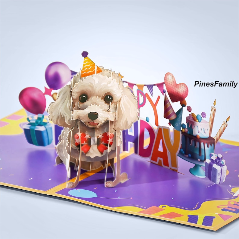 3D Pop up Dog Birthday Card: Colorful Paper Craft - Etsy