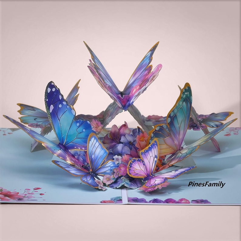 A16-3D Pop up Butterfly Greeting Card - Elegant and Unique Birthday or ...