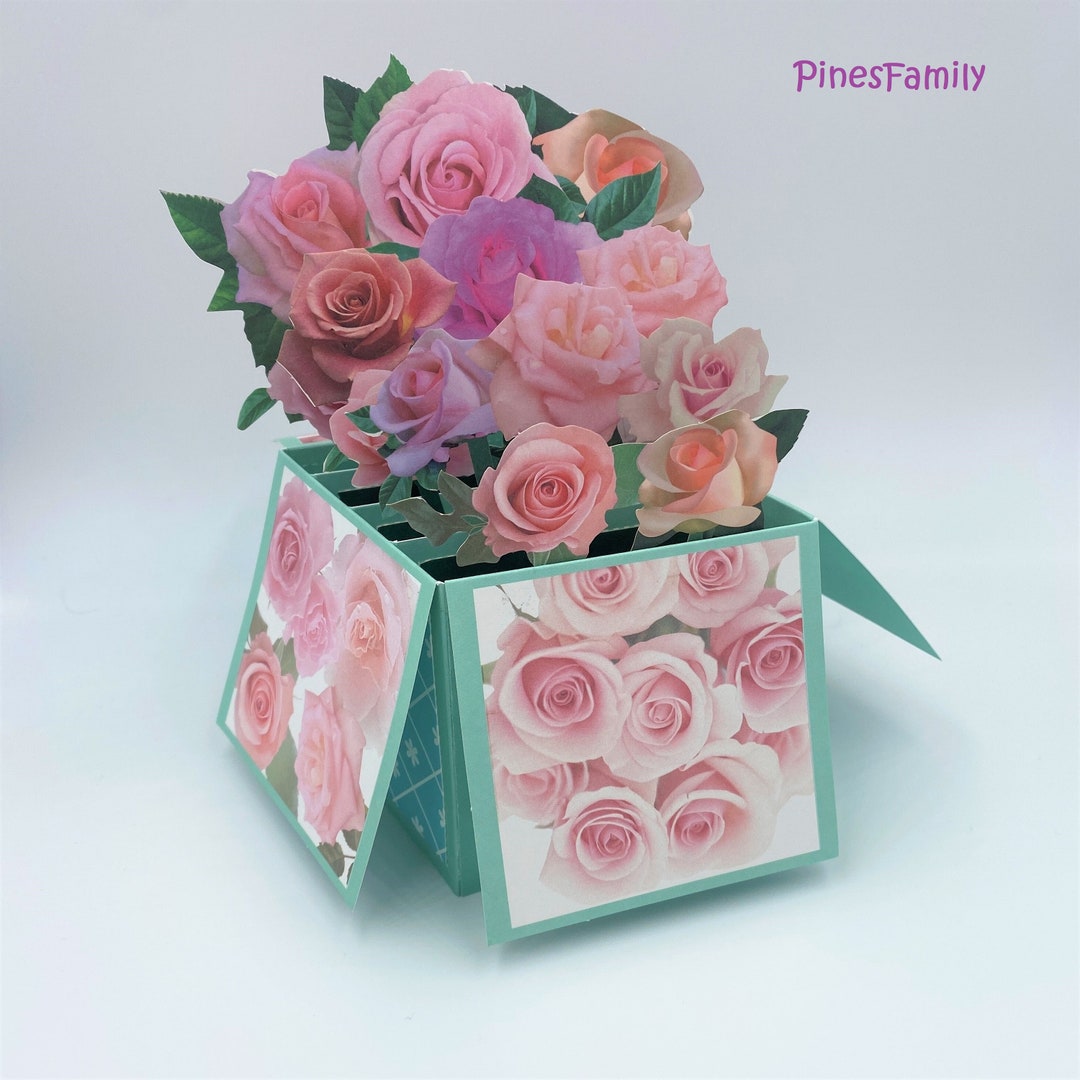 3D Pop up Flower Box Card: Vivid Paper Bouquet - Etsy