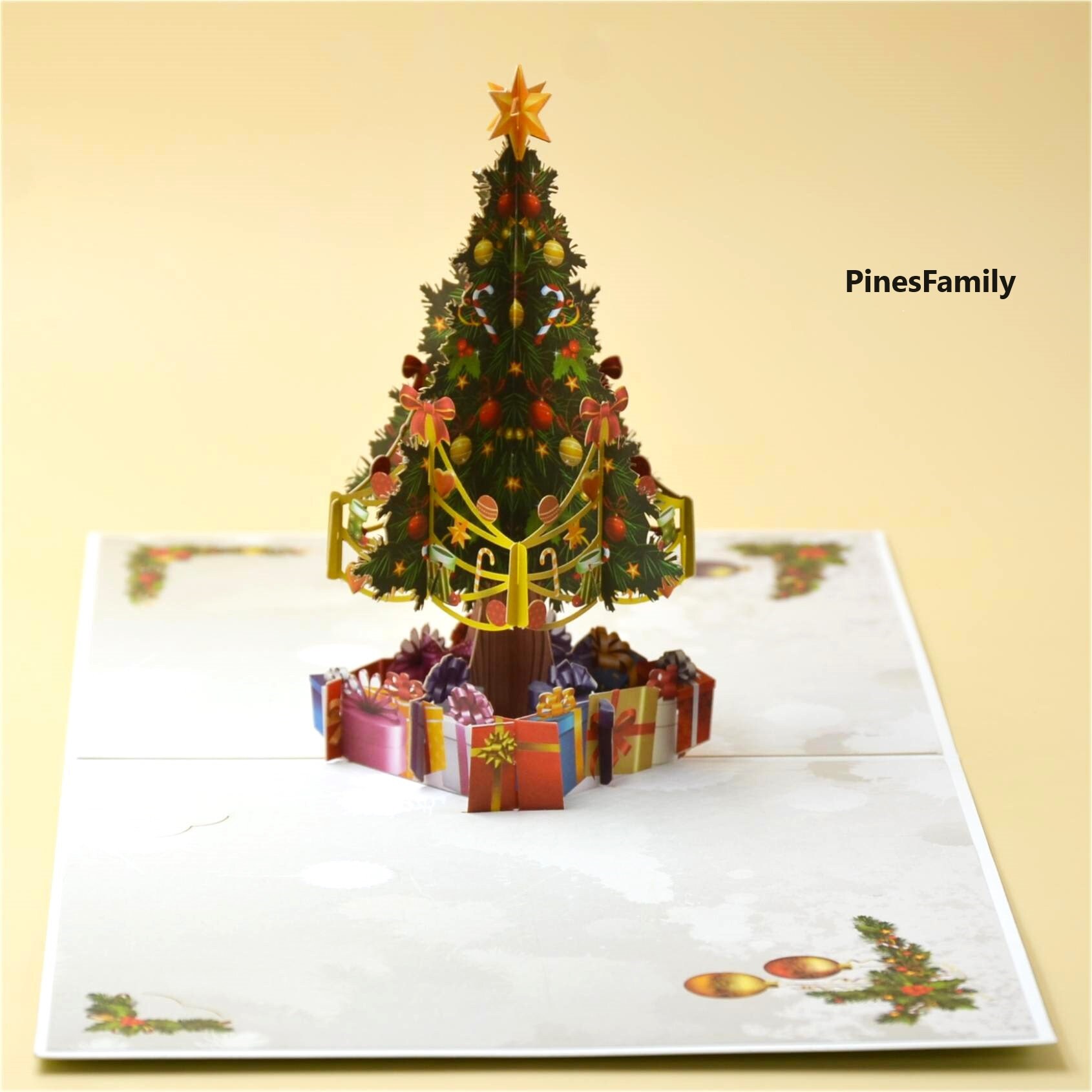 3D Christmas Tree Pop up Greeting Card - Handcrafted Holiday Card - Etsy