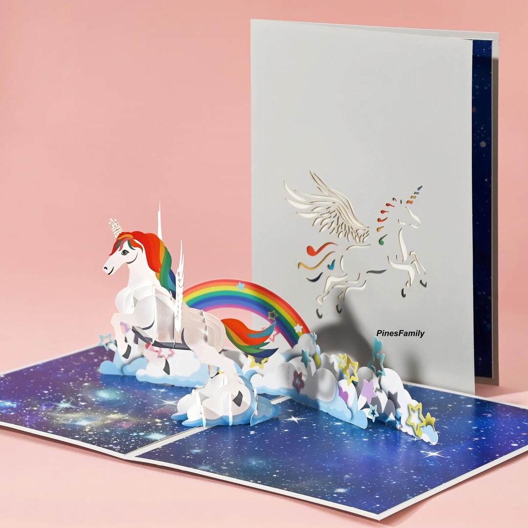 T25-unicorn Pop up Birthday Card - 3D Greeting Card for Kids & Unicorn ...