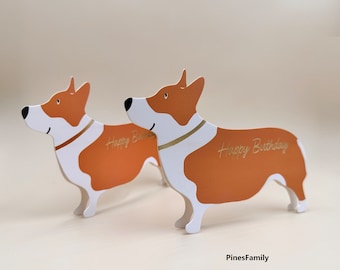 S10-Three Cute Pop Up Welsh Corgi Dog Theme Greeting Card | Perfect for Dog lovers | Happy Birthday