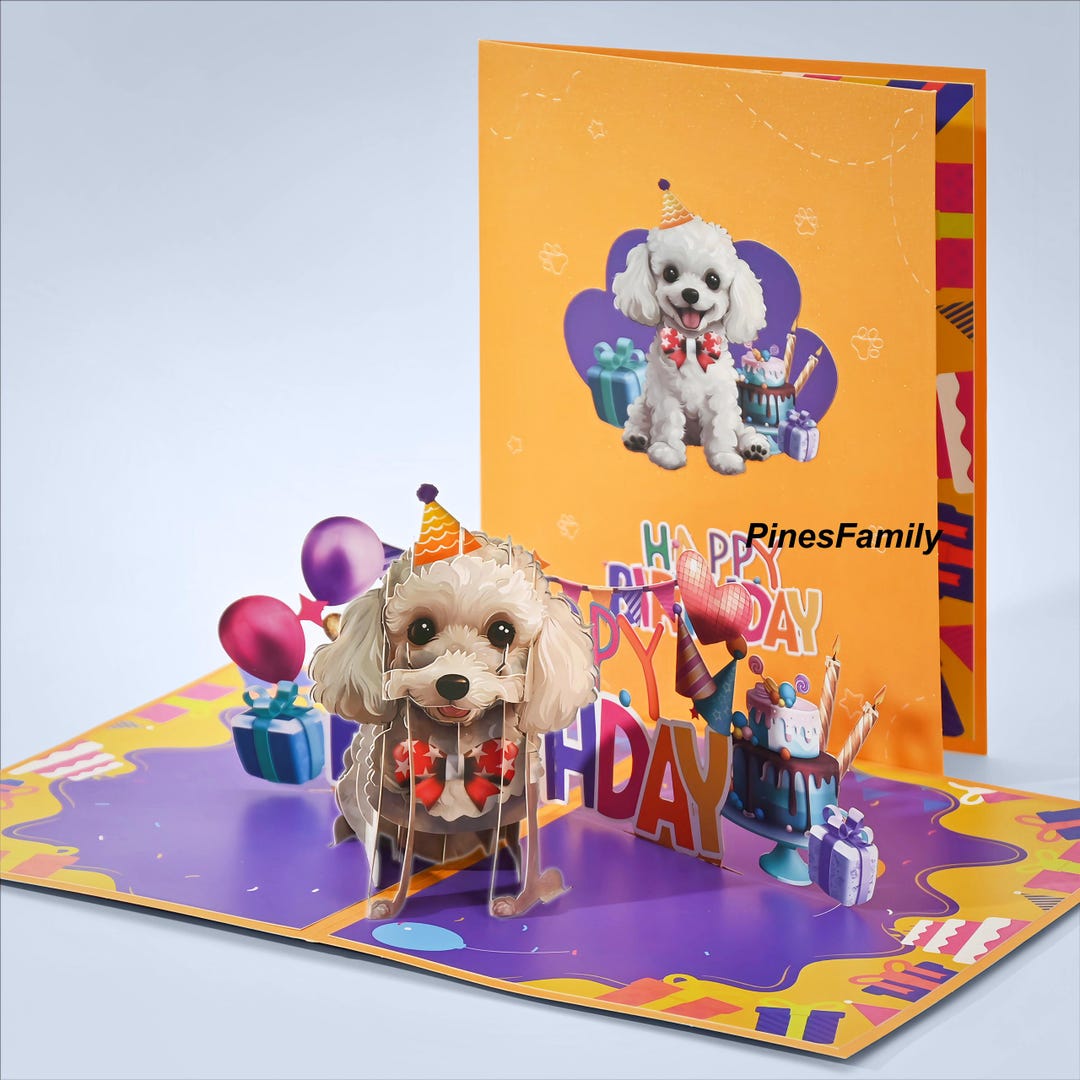 3D Pop up Dog Birthday Card: Colorful Paper Craft - Etsy