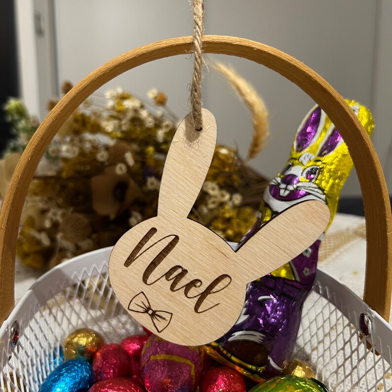 Personalized Easter egg with first name, decorative rabbit for basket or Easter bag image 7