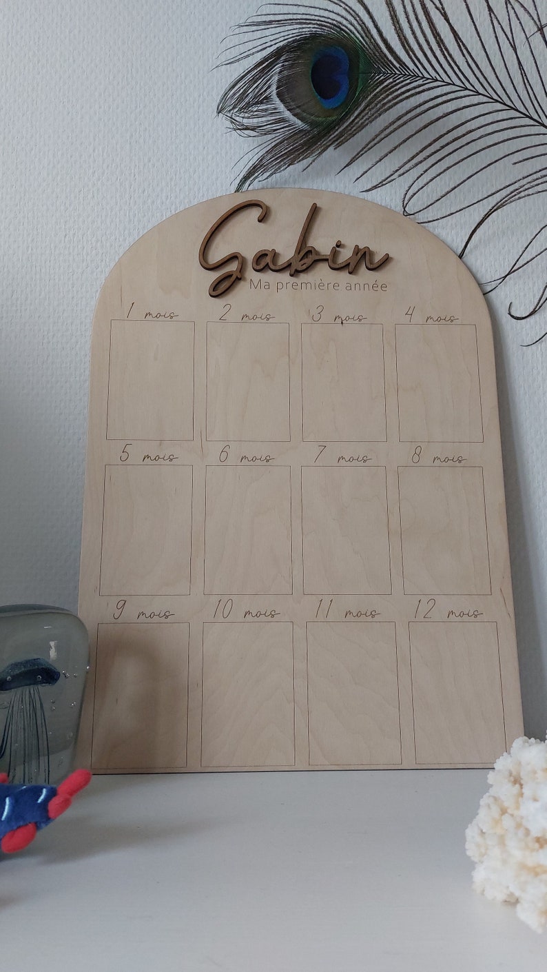 Panel de madera Mi primer año Nombre de tu elección, mi primer cumpleaños imagen 7