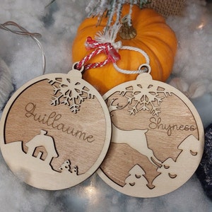 Pallina di Natale in legno personalizzata con nome - ornamento - incisione - regalo di Natale