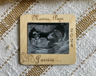 Gepersonaliseerde fotolijst met aankondiging van zwangerschap, geboortecadeau, mini us