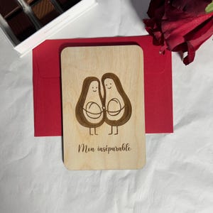 Aanpasbare houten Valentijnsdagkaart, Avocado-liefhebbers