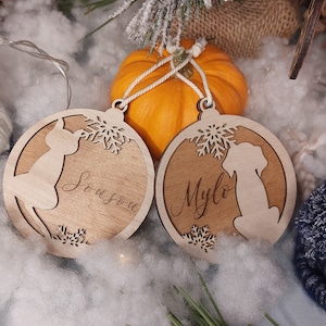 Pallina di Natale in legno personalizzata per animali domestici, cani e gatti