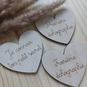 Cartes étapes Grossesse  en bois  Coeur,  Cadeau  pour future maman personnalisable