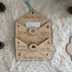 Sobre de madera personalizado para lista de Navidad