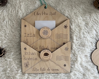 Enveloppe Liste de Noël en Bois personnalisée