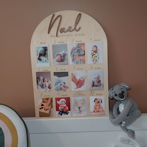 Letrero de madera Mi primer año Nombre a elegir, mi 1er cumpleaños