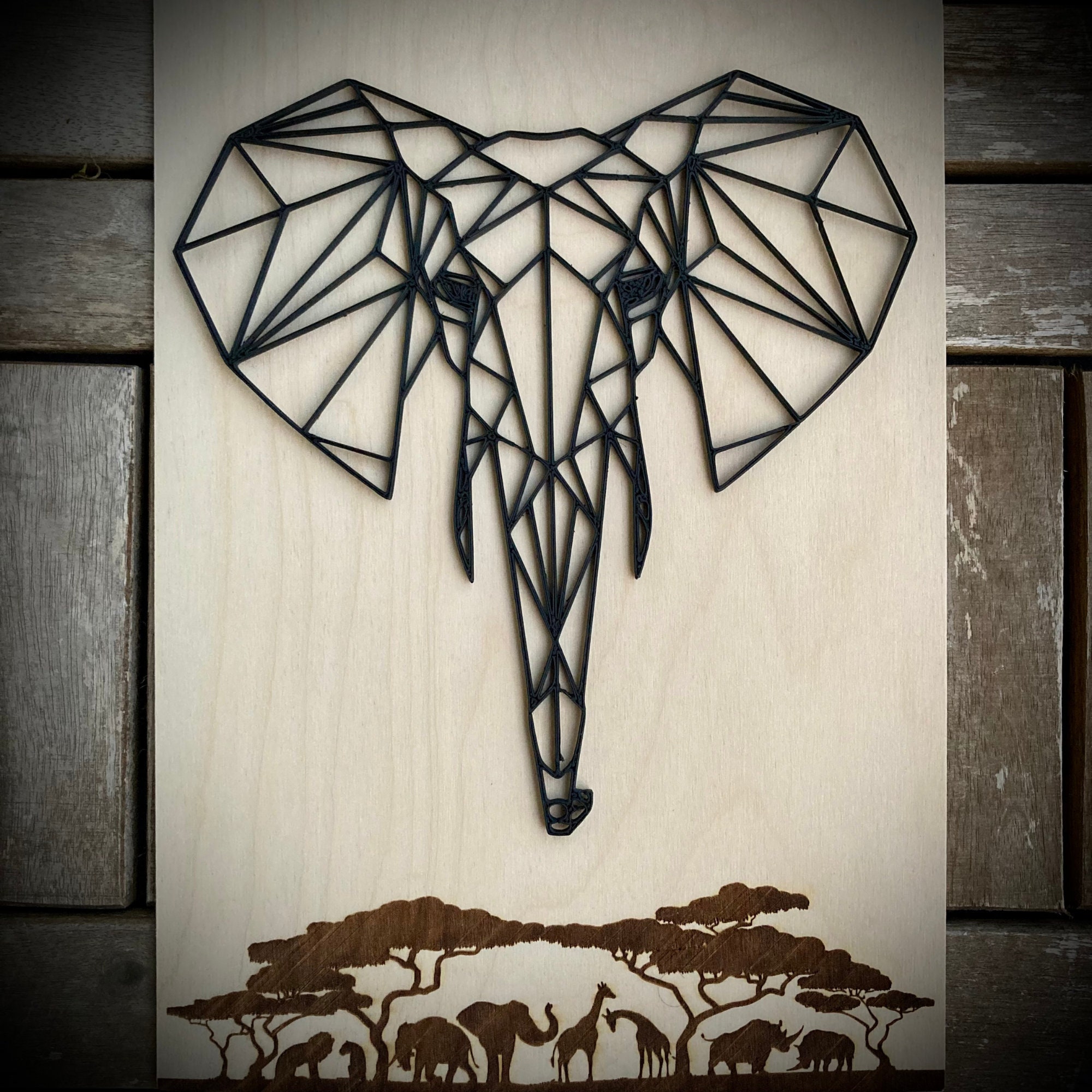 Tableau Géométrique- Gravure et 3D Animaux - Cadeaux Format A4