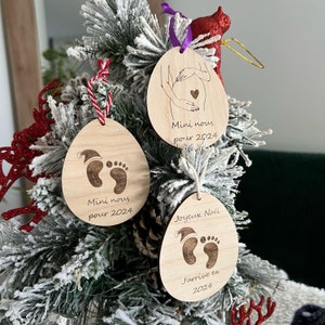 Palla di Natale in legno personalizzata per gravidanza, donna incinta