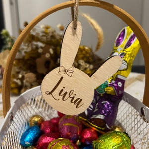 Personalized Easter egg with first name, decorative rabbit for basket or Easter bag image 4