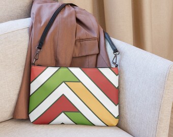 Printed Faux Leather Crossbody Bag: Adjustable Strap Purse