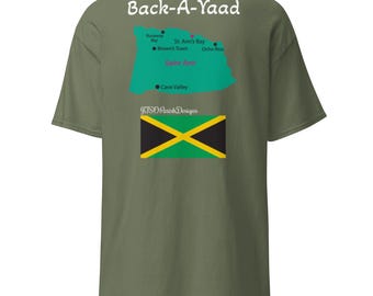 Zurück ein Yaad Tees T-Shirt, Leichtes T-Shirt mit Rundhalsausschnitt, Saint Ann Parish Design T-Shirt, Kurzarm T-Shirt, Komfort Farbe T-Shirt, Lustige T-Shirts