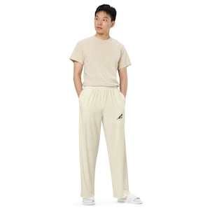 Men Wide-Leg Pants, Casual Joggers Jogging Trousers, Lounge Sweat Pants, Sweatpants with Back Pocket, Fashion Sweatpants, Gift for Him