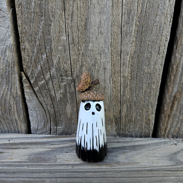 Dirty ACORN HAT ghostie! ;) Handmade polymer clay ghost with a real acorn top as their hat!