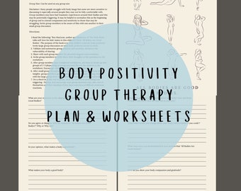 Cuerpo positivo / / Terapia de grupo / Hoja de trabajo de terapia de grupo/ Hoja de trabajo de positividad corporal / Hoja de trabajo de trastorno alimentario /