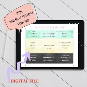 EMDR Window of Tolerance Diagram | EMDR therapy | Therapy Poster | Digital Prints for Therapists | Therapy Worksheets | Counseling Worksheet