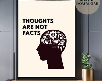 Thoughts Are Not Facts | Mental Health Poster | Therapist Office Decor | Psychology Poster | Counseling | Therapy poster | Wall Art | CBT