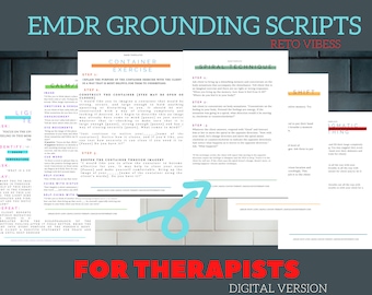 EMDR Scripts for Therapists | Grounding Exercises | RETRO VIBES Bundle | Printable