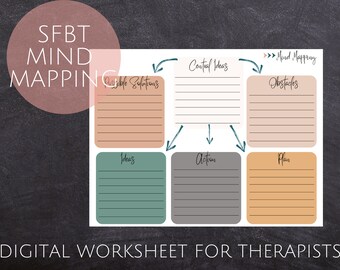 Hoja de trabajo de mapas mentales para terapia breve centrada en soluciones para terapeutas / Hojas de trabajo de terapia / Folletos de terapia / SFBT / Herramientas de terapia / Mapas mentales