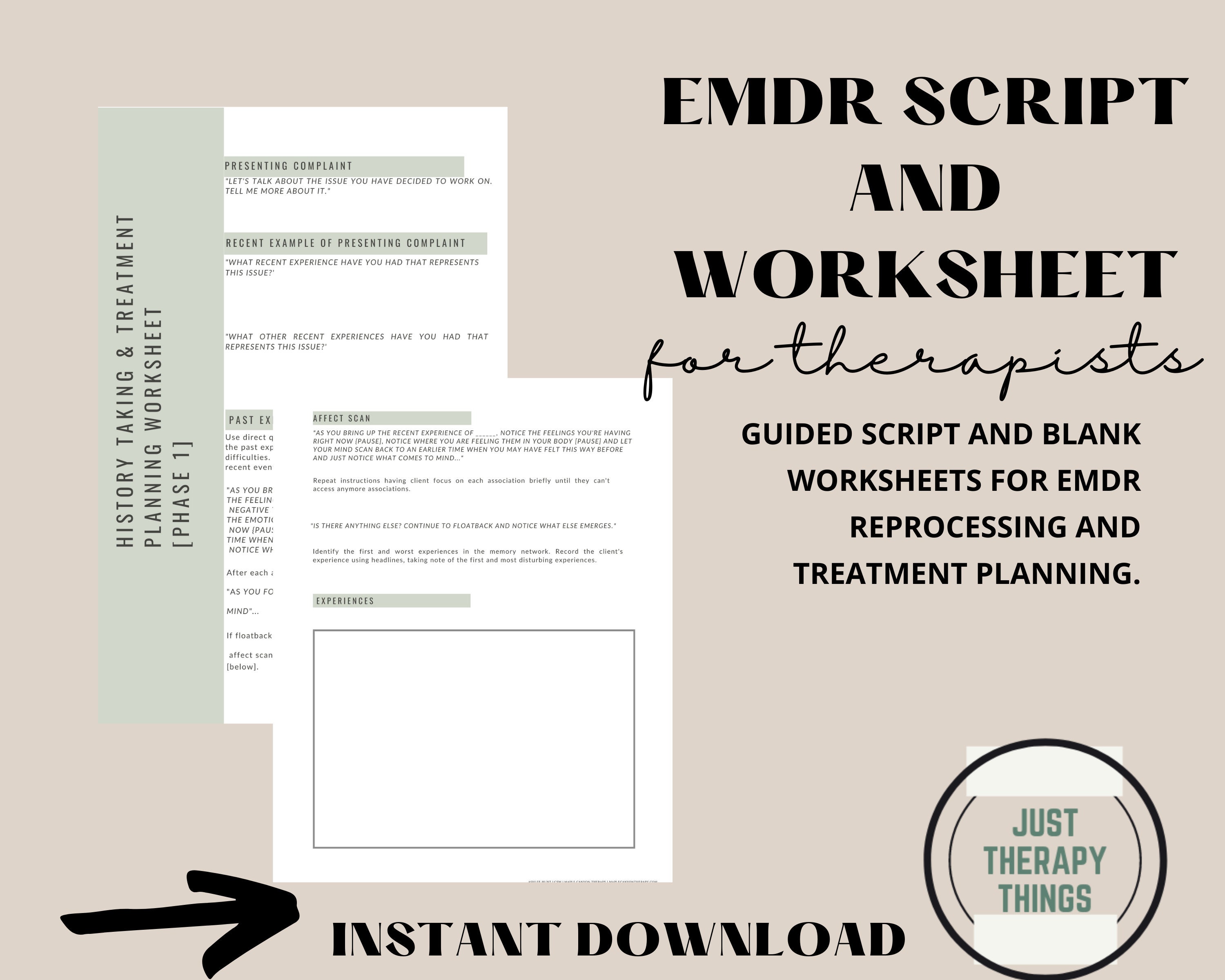 EMDR Worksheets for EMDR Therapy Therapy Worksheets Emdr - Etsy