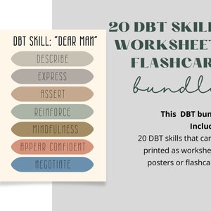 20 DBT Skills Posters and Flashcards | DBT Skills | DBT Therapy | Therapy | Counseling | Mental Health | Therapy Worksheets |Therapy Handout